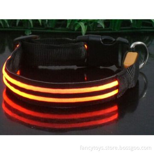LED double optical fibers flashing collar